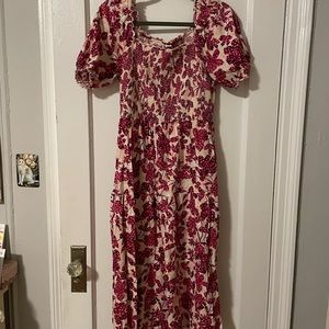 Flower smocked midi dress